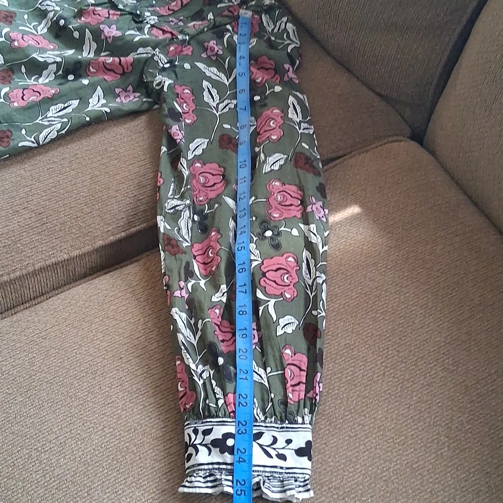 Cleobella Olive Green Floral Tie-Neck Blouse - Picture 7 of 10